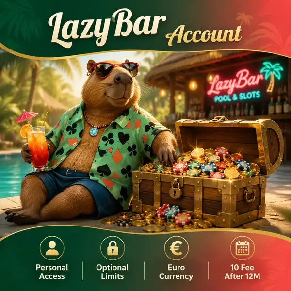 Relaxed capybara touches treasure coins at LazyBar personal account setup
